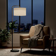 15″W x 60″H Floor Lamp with White Linen Shade – Black or Brushed Brass Finish - 2 Pack Load image into Gallery viewer, 15″W x 60″H Floor Lamp with White Linen Shade – Black or Brushed Brass Finish - 2 Pack