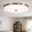 16″Dia x 3.625″H LED Ceiling Light with Frosted White Acrylic Shade – Brushed Nickel Finish Load image into Gallery viewer, 16″Dia x 3.625″H LED Ceiling Light with Frosted White Acrylic Shade – Brushed Nickel Finish