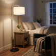 15″W x 60″H Floor Lamp with White Linen Shade – Black or Brushed Brass Finish - 2 Pack Load image into Gallery viewer, 15″W x 60″H Floor Lamp with White Linen Shade – Black or Brushed Brass Finish - 2 Pack