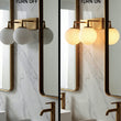 18″W x 10″H x 8″E Burnished Brass Double Wall Sconce with Dual Frosted White Acrylic Shades and 2×E26 Rocker-Switch Lights - 2 Pack Load image into Gallery viewer, 18″W x 10″H x 8″E Burnished Brass Double Wall Sconce with Dual Frosted White Acrylic Shades and 2×E26 Rocker-Switch Lights - 2 Pack