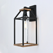 20-in Black and Wood Outdoor Farmhouse Wall Lantern, 1-Light Wall Lamp Sconce, Clear Seeded Glass Load image into Gallery viewer, 20-in Black and Wood Outdoor Farmhouse Wall Lantern, 1-Light Wall Lamp Sconce, Clear Seeded Glass