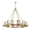 12-Light Ring Chandelier Ceiling Light in Brass Finish with Clear Glass, Diam 50" Height 39", 120V, Bulb Type B10, Socket Type E12, Max wattage Per Socket 60W Load image into Gallery viewer, 12-Light Ring Chandelier Ceiling Light in Brass Finish with Clear Glass, Diam 50" Height 39", 120V, Bulb Type B10, Socket Type E12, Max wattage Per Socket 60W