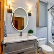 Oval LED Lighted Bathroom Vanity Mirror, Touch Switch, Anti - Fog Wall Mounted Makeup Mirror & CCT Remembrance, CRI 90+, LED Oval Mirror for Bathroom, Lunar Style - LEDMyPlace Load image into Gallery viewer, Oval LED Lighted Bathroom Vanity Mirror, Touch Switch, Anti - Fog Wall Mounted Makeup Mirror & CCT Remembrance, CRI 90+, LED Oval Mirror for Bathroom, Lunar Style - LEDMyPlace
