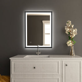Frontlit/Backlit LED Lighted Bathroom Vanity Mirror with Frame, Anti-Fog, Touch Button, CRI 90+, Adjustable CCT & Memory, Magnum Style Frontlit/Backlit LED Lighted Bathroom Vanity Mirror with Frame, Anti-Fog, Touch Button, CRI 90+, Adjustable CCT & Memory, Magnum Style