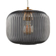 Circulus Chrome Gray Ribbed Glass Indoor & Outdoor Best Pendant Light Load image into Gallery viewer, Circulus Chrome Gray Ribbed Glass Indoor & Outdoor Best Pendant Light
