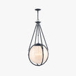 4-Light Chandelier Light Fixture Black Finish Hardware with Black Rope and Translucency whilte glass ,E12 Base Load image into Gallery viewer, 4-Light Chandelier Light Fixture Black Finish Hardware with Black Rope and Translucency whilte glass ,E12 Base