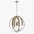 6-Light Polished Nickel Finish and Nature Gray Corn Leaf Rope Pendant Light, E12 Base Load image into Gallery viewer, 6-Light Polished Nickel Finish and Nature Gray Corn Leaf Rope Pendant Light, E12 Base