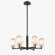 6-Light Black Finish Chandelier Light with Snow Glass, E12 Base, Width 24" Height 10", 120V, Bulb Type B10, Socket type E12, Max wattage Per Socket 60W Load image into Gallery viewer, 6-Light Black Finish Chandelier Light with Snow Glass, E12 Base, Width 24" Height 10", 120V, Bulb Type B10, Socket type E12, Max wattage Per Socket 60W