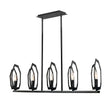 43.5 in. 5-Light Matte Black Finish with Deco Candlestick Linear Chandelier for Dining Room Load image into Gallery viewer, 43.5 in. 5-Light Matte Black Finish with Deco Candlestick Linear Chandelier for Dining Room