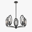 6-Light Black Finish Chandelier Light with Snow Glass, E12 Base, Width 24" Height 10", 120V, Bulb Type B10, Socket type E12, Max wattage Per Socket 60W Load image into Gallery viewer, 6-Light Black Finish Chandelier Light with Snow Glass, E12 Base, Width 24" Height 10", 120V, Bulb Type B10, Socket type E12, Max wattage Per Socket 60W