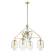 5-Light Modern Glass Bell Shade Round Chandelier Diam 35.5", Brass Finish Hardware with Clear Glass, 27.5" Height, 120V, Bulb Type B10, Socket Type E12, Max wattage Per Socket 60W Load image into Gallery viewer, 5-Light Modern Glass Bell Shade Round Chandelier Diam 35.5", Brass Finish Hardware with Clear Glass, 27.5" Height, 120V, Bulb Type B10, Socket Type E12, Max wattage Per Socket 60W