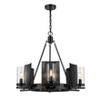 6-Light Ring Chandelier Ceiling Light In Matte Black Finish with Clear Glass, E12 Base, Width 28" Height 22", 120V, Bulb Type B10, Socket type E12, Max wattage Per Socket 60W Load image into Gallery viewer, 6-Light Ring Chandelier Ceiling Light In Matte Black Finish with Clear Glass, E12 Base, Width 28" Height 22", 120V, Bulb Type B10, Socket type E12, Max wattage Per Socket 60W