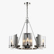 6-Light Ring Chandelier Ceiling Light In Chrome Finish with Clear Glass, E12 Base, Width 28" Height 22", 120V, Bulb Type B10, Socket type E12, Max wattage Per Socket 60W Load image into Gallery viewer, 6-Light Ring Chandelier Ceiling Light In Chrome Finish with Clear Glass, E12 Base, Width 28" Height 22", 120V, Bulb Type B10, Socket type E12, Max wattage Per Socket 60W