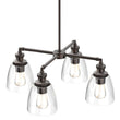 4-Lights Chandelier Lighting Fixture, Clear Glass Chandelier for Kitchen, Coffee Bar, E26 Base Load image into Gallery viewer, 4-Lights Chandelier Lighting Fixture, Clear Glass Chandelier for Kitchen, Coffee Bar, E26 Base