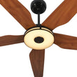 Explorer 52 In. Best Smart Ceiling Fan with Dimmable Led Light, Remote Control, Black/wood Grain Pattern, 5-Blade W/ Alexa/Google Home Compatible Load image into Gallery viewer, Explorer 52 In. Best Smart Ceiling Fan with Dimmable Led Light, Remote Control, Black/wood Grain Pattern, 5-Blade W/ Alexa/Google Home Compatible