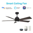 Aspen 52'' Best Smart Ceiling Fan with Remote, Light Kit Included, Works with Google Assistant and Amazon Alexa,Siri Shortcut Load image into Gallery viewer, Aspen 52'' Best Smart Ceiling Fan with Remote, Light Kit Included, Works with Google Assistant and Amazon Alexa,Siri Shortcut