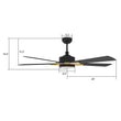 Appleton 52 Inch 5-Blade Best Smart Ceiling Fan With Led Light Kit & Remote Control- Black/Black (Gold Detail) Load image into Gallery viewer, Appleton 52 Inch 5-Blade Best Smart Ceiling Fan With Led Light Kit & Remote Control- Black/Black (Gold Detail)