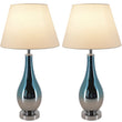 Lola Ombre Droplet Glass Best Table Lamp 28" - Blue Chrome Ombre/Creme (Set of 2) Load image into Gallery viewer, Lola Ombre Droplet Glass Best Table Lamp 28" - Blue Chrome Ombre/Creme (Set of 2)