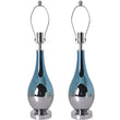 Lola Ombre Droplet Glass Best Table Lamp 28" - Blue Chrome Ombre/Creme (Set of 2) Load image into Gallery viewer, Lola Ombre Droplet Glass Best Table Lamp 28" - Blue Chrome Ombre/Creme (Set of 2)