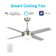 NEVA 52 inch 4-Blade Best Smart Ceiling Fan with LED Light Kit & Best Smart Wall Switch - Silver/Chrome Load image into Gallery viewer, NEVA 52 inch 4-Blade Best Smart Ceiling Fan with LED Light Kit & Best Smart Wall Switch - Silver/Chrome