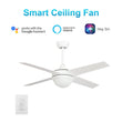 NEVA 52 inch 4-Blade Best Smart Ceiling Fan with LED Light Kit & Best Smart Wall Switch - White/White Load image into Gallery viewer, NEVA 52 inch 4-Blade Best Smart Ceiling Fan with LED Light Kit & Best Smart Wall Switch - White/White