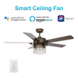 Alexandria 52'' Best Smart Ceiling Fan with wall control, Works with Google Assistant and Amazon Alexa,Siri Shortcut - LEDMyPlace Load image into Gallery viewer, Alexandria 52'' Best Smart Ceiling Fan with wall control, Works with Google Assistant and Amazon Alexa,Siri Shortcut - LEDMyPlace