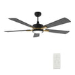 Appleton 52 Inch 5 - Blade Best Smart Ceiling Fan With Led Light Kit & Remote Control - Black/Black (Gold Detail) - LEDMyPlace Load image into Gallery viewer, Appleton 52 Inch 5 - Blade Best Smart Ceiling Fan With Led Light Kit & Remote Control - Black/Black (Gold Detail) - LEDMyPlace