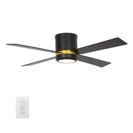 Arlington 52 Inch 4-Blade Flush Mount Best Smart Ceiling Fan With Led Light Kit & Wall Switch - Gold/Black Arlington 52 Inch 4-Blade Flush Mount Best Smart Ceiling Fan With Led Light Kit & Wall Switch - Gold/Black