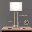 Bedside Table Lamp with USB Port and Outlet, 28 inch, Brushed Nickel Finish, with 1pc Switch,1pcs outlets,1pc USB 1 Type C, For Living Room, Dorm, Bedroom Lamp - LEDMyPlace Load image into Gallery viewer, Bedside Table Lamp with USB Port and Outlet, 28 inch, Brushed Nickel Finish, with 1pc Switch,1pcs outlets,1pc USB 1 Type C, For Living Room, Dorm, Bedroom Lamp - LEDMyPlace
