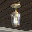 Brass Gold Semi - Flush Mount Light with Bell Shape Clear Glass Shade, E26 Base, Damp Location, Ceiling Mounting, UL Listed - LEDMyPlace Load image into Gallery viewer, Brass Gold Semi - Flush Mount Light with Bell Shape Clear Glass Shade, E26 Base, Damp Location, Ceiling Mounting, UL Listed - LEDMyPlace