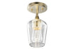 Brass Gold Semi - Flush Mount Light with Bell Shape Clear Glass Shade, E26 Base, Damp Location, Ceiling Mounting, UL Listed - LEDMyPlace Load image into Gallery viewer, Brass Gold Semi - Flush Mount Light with Bell Shape Clear Glass Shade, E26 Base, Damp Location, Ceiling Mounting, UL Listed - LEDMyPlace