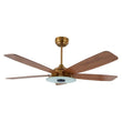 Striker 52 in. 5-Blade Best Smart Ceiling Fan with Dimmable LED Light, Gold/Wood Grain Finish, Works w/ Remote Control/Alexa/Google Home/Siri Load image into Gallery viewer, Striker 52 in. 5-Blade Best Smart Ceiling Fan with Dimmable LED Light, Gold/Wood Grain Finish, Works w/ Remote Control/Alexa/Google Home/Siri