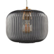Circulus Chrome Gray Ribbed Glass Indoor & Outdoor Best Pendant Light - LEDMyPlace Load image into Gallery viewer, Circulus Chrome Gray Ribbed Glass Indoor & Outdoor Best Pendant Light - LEDMyPlace