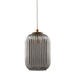 Circulus Chrome Gray Ribbed Glass Indoor & Outdoor Best Pendant Light - LEDMyPlace Load image into Gallery viewer, Circulus Chrome Gray Ribbed Glass Indoor & Outdoor Best Pendant Light - LEDMyPlace