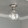 Clear Glass Dome Shape Semi Flush Mount Ceiling Lights, Brushed Nickel Finish, E26 Base, Ceiling Mounting, UL Listed for Damp Location - LEDMyPlace Load image into Gallery viewer, Clear Glass Dome Shape Semi Flush Mount Ceiling Lights, Brushed Nickel Finish, E26 Base, Ceiling Mounting, UL Listed for Damp Location - LEDMyPlace