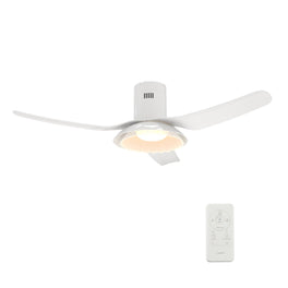 Daffodil 52 Inch 3-Blade Flush Mount Best Smart Ceiling Fan With Led Light Kit And Remote - White/White Daffodil 52 Inch 3-Blade Flush Mount Best Smart Ceiling Fan With Led Light Kit And Remote - White/White