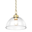 Dome Shape Brass Gold Pendant Light with Clear Glass Shade, E26 Base, UL Listed for Damp Location - LEDMyPlace Load image into Gallery viewer, Dome Shape Brass Gold Pendant Light with Clear Glass Shade, E26 Base, UL Listed for Damp Location - LEDMyPlace