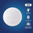 6" LED Disk Downlight, 15W, 5CCT Changeable: 2700K/3000K/3500K/4000K/5000K, 120V AC, Damp Location Load image into Gallery viewer, 6" LED Disk Downlight, 15W, 5CCT Changeable: 2700K/3000K/3500K/4000K/5000K, 120V AC, Damp Location