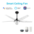 Explorer 52 in. (5 - Blade) Best Smart Ceiling Fan w/ Light & Remote, Black/Marble Pattern Finish, Works w/ Alexa/Google Home/Siri - LEDMyPlace Load image into Gallery viewer, Explorer 52 in. (5 - Blade) Best Smart Ceiling Fan w/ Light & Remote, Black/Marble Pattern Finish, Works w/ Alexa/Google Home/Siri - LEDMyPlace