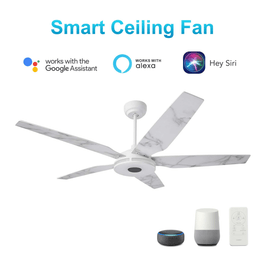 Explorer 52 In. 5-Blade Outdoor Best Smart Ceiling Fan, White Marble Pattern with Dimmable Led Light, Remote Control, Alexa/google Home/Siri Compatible Explorer 52 In. 5-Blade Outdoor Best Smart Ceiling Fan, White Marble Pattern with Dimmable Led Light, Remote Control, Alexa/google Home/Siri Compatible