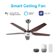 Explorer 56" (5 - Blade) Best Smart Ceiling Fan w/ LED Light & Remote, Silver/Wood Grain Pattern Finish, Alexa/Google Home/Siri Compatible - LEDMyPlace Load image into Gallery viewer, Explorer 56" (5 - Blade) Best Smart Ceiling Fan w/ LED Light & Remote, Silver/Wood Grain Pattern Finish, Alexa/Google Home/Siri Compatible - LEDMyPlace