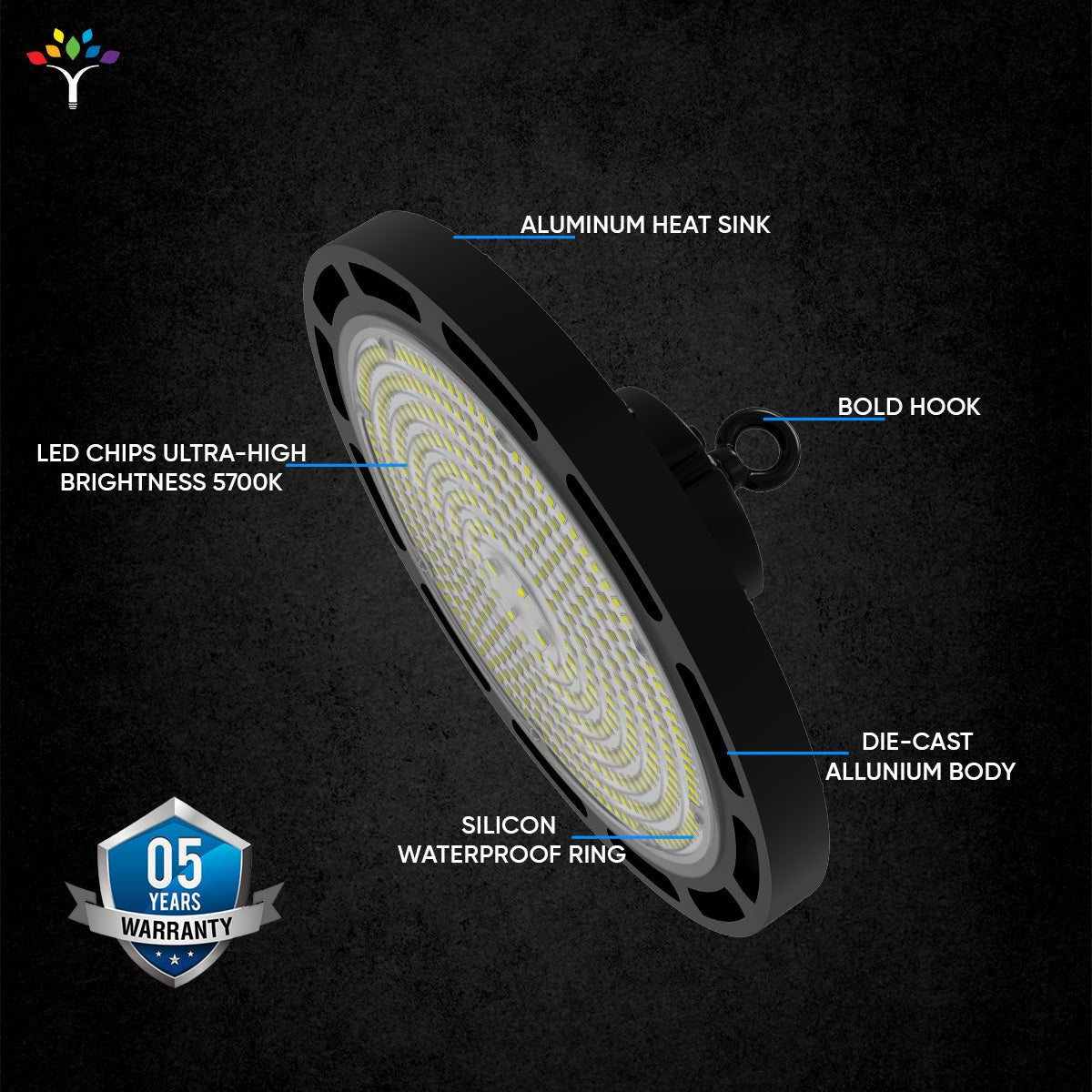 Gen13 UFO LED High Bay Light, 150W, 5700K, 21450LM, Dimmable