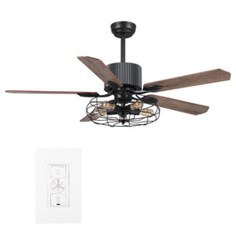 Helston 52 Inch 5-Blade Best Smart Ceiling Fan With Light & Best Smart Wall Switch - Black/Dark Wood & Light Wood (Reversible Blades) Helston 52 Inch 5-Blade Best Smart Ceiling Fan With Light & Best Smart Wall Switch - Black/Dark Wood & Light Wood (Reversible Blades)