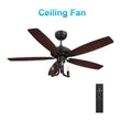 HUNTLEY 52 inch 5 - Blade Vintage Candelabra best Ceiling Fan with Light & Remote Control - Black/Brown Wood & Rosewood (Reversible Blades) - LEDMyPlace Load image into Gallery viewer, HUNTLEY 52 inch 5 - Blade Vintage Candelabra best Ceiling Fan with Light & Remote Control - Black/Brown Wood & Rosewood (Reversible Blades) - LEDMyPlace