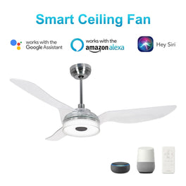 Icebreaker 52 in. Silver Best Smart Ceiling Fan w/ Dimmable LED Light, WiFi Fan Work with Alexa/Google Home/Siri/Remote Control (3-Blade) Icebreaker 52 in. Silver Best Smart Ceiling Fan w/ Dimmable LED Light, WiFi Fan Work with Alexa/Google Home/Siri/Remote Control (3-Blade)