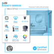 inch-led-lighted-bathroom-mirror-cct-remembrance-and-touch-sensor-switch-neu-u-style Load image into Gallery viewer, inch-led-lighted-bathroom-mirror-cct-remembrance-and-touch-sensor-switch-neu-u-style