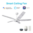 Explorer 52 In. 5-Blade Outdoor Best Smart Ceiling Fan, White Marble Pattern with Dimmable Led Light, Remote Control, Alexa/google Home/Siri Compatible Load image into Gallery viewer, Explorer 52 In. 5-Blade Outdoor Best Smart Ceiling Fan, White Marble Pattern with Dimmable Led Light, Remote Control, Alexa/google Home/Siri Compatible