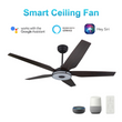 Explorer 52 In. Indoor/outdoor Wi-Fi Best Smart Ceiling Fan with Light & Remote, Works with Alexa/Google Home, Black/dark Wooden Pattern (5-Blade) Load image into Gallery viewer, Explorer 52 In. Indoor/outdoor Wi-Fi Best Smart Ceiling Fan with Light & Remote, Works with Alexa/Google Home, Black/dark Wooden Pattern (5-Blade)