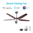 Explorer 56" (5-Blade) Best Smart Ceiling Fan w/ LED Light & Remote, Silver/Wood Grain Pattern Finish, Alexa/Google Home/Siri Compatible Load image into Gallery viewer, Explorer 56" (5-Blade) Best Smart Ceiling Fan w/ LED Light & Remote, Silver/Wood Grain Pattern Finish, Alexa/Google Home/Siri Compatible
