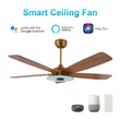 Striker 52 in. 5-Blade Best Smart Ceiling Fan with Dimmable LED Light, Gold/Wood Grain Finish, Works w/ Remote Control/Alexa/Google Home/Siri Load image into Gallery viewer, Striker 52 in. 5-Blade Best Smart Ceiling Fan with Dimmable LED Light, Gold/Wood Grain Finish, Works w/ Remote Control/Alexa/Google Home/Siri